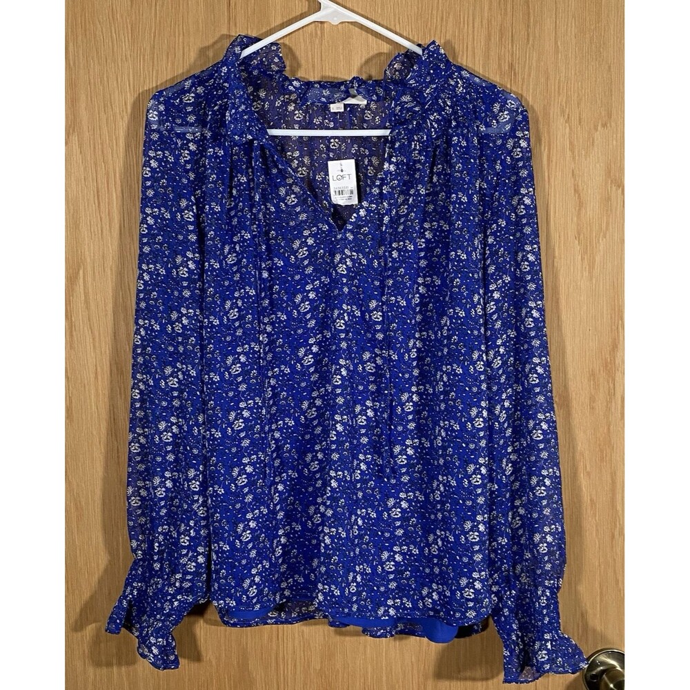 LOFT Blue Floral Blouse